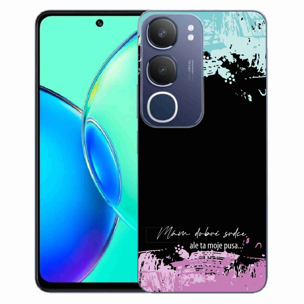 Gél borító mmCase a Vivo Y19s készülékhez - vicces szöveg 3 fekete háttérrel