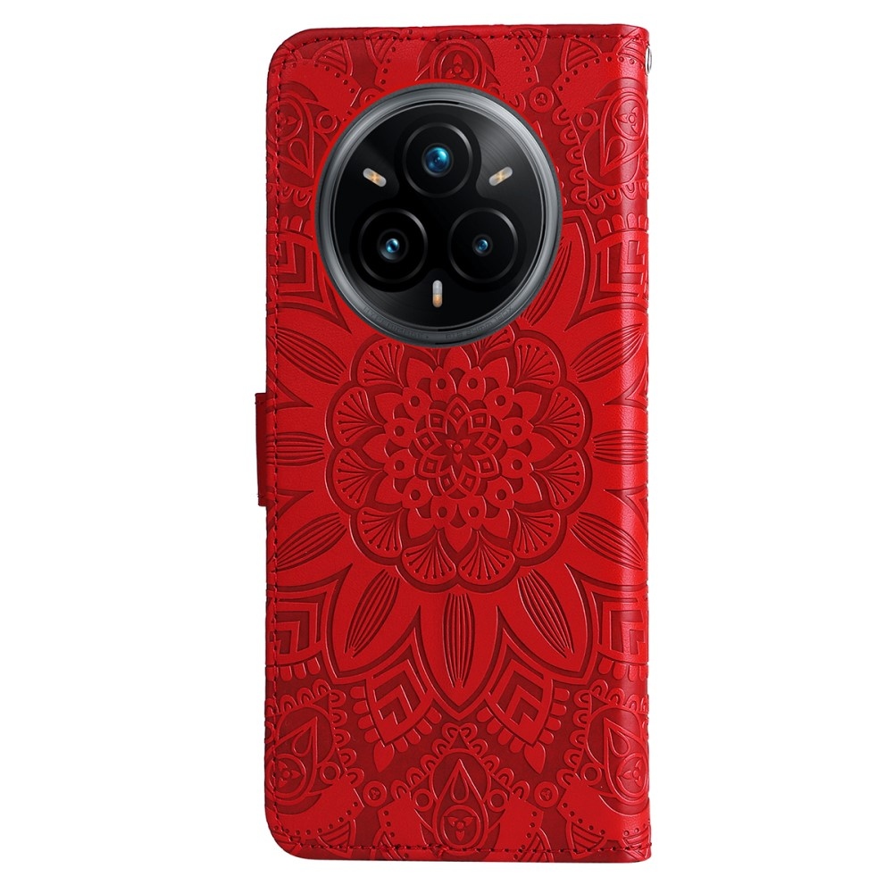 Napraforgó könyvtáska a Realme 14 Pro+ 5G készülékhez - piros
