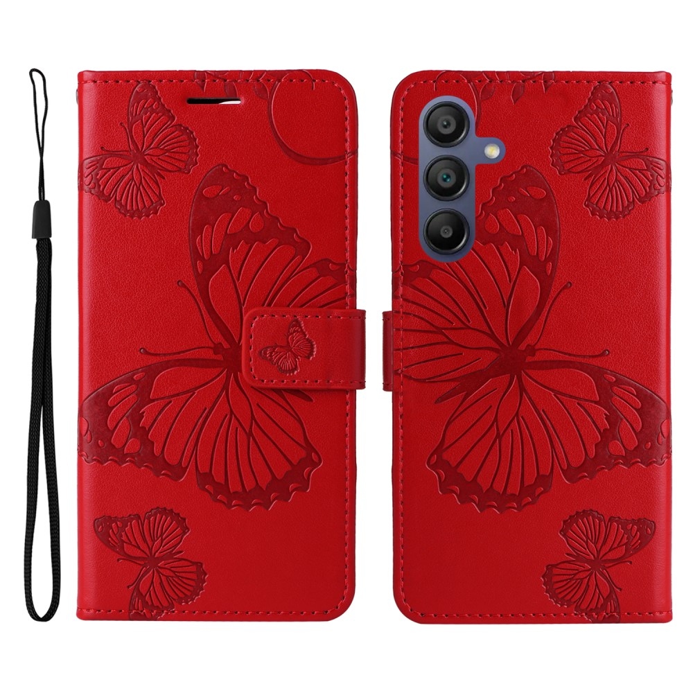 Nagy pillangó könyv tok Samsung Galaxy A16 4G/5G/A26 5G - piros