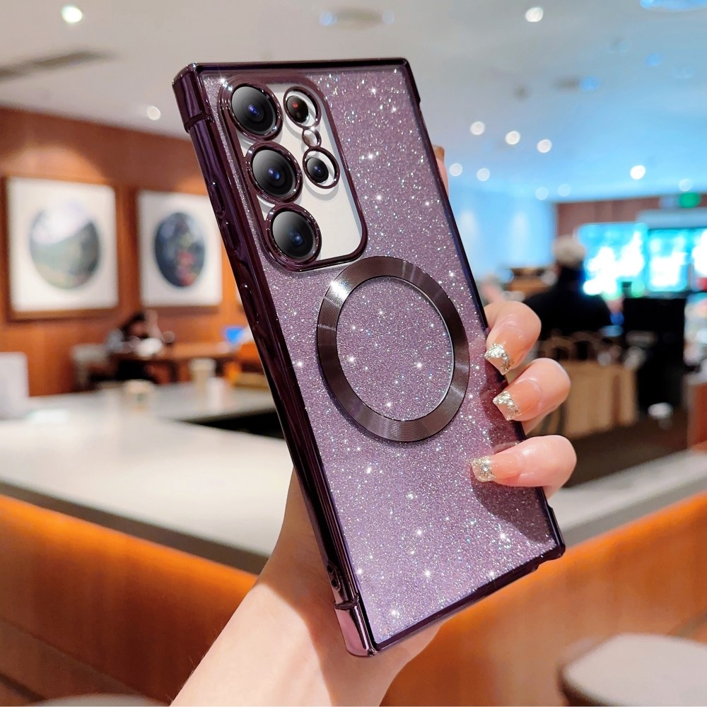 Fokozatos zselés csillogó tok MagSafe támogatással Samsung Galaxy S25 Ultra készülékhez - sötét lila