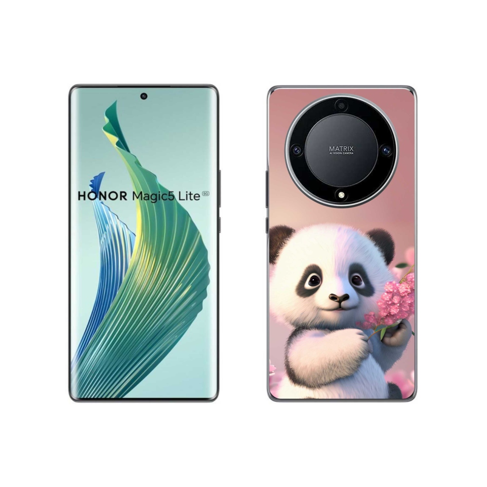 Gél borítás mmCase a Honor Magic 5 Lite 5G számára - aranyos panda
