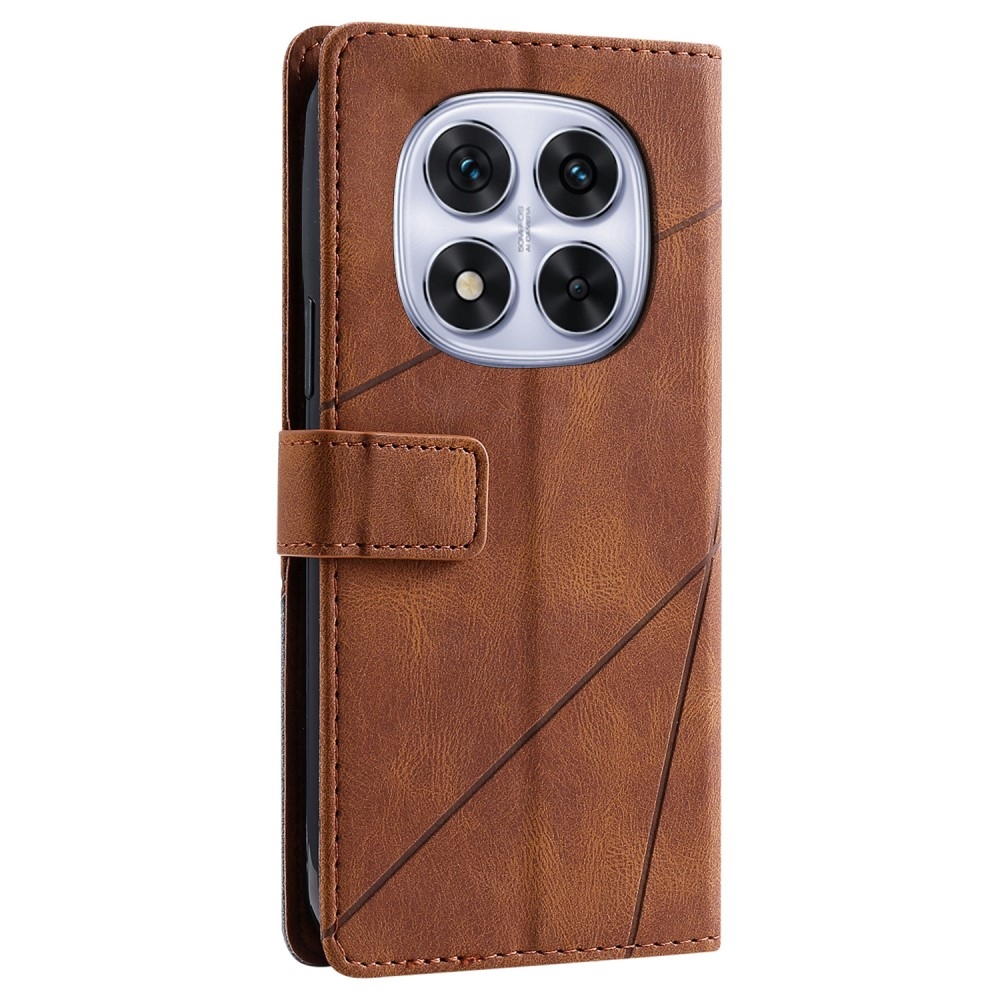 Vonalas könyvtáska Xiaomi Redmi Note 14 Pro 5G/Poco X7 5G/Note 14 Pro+ 5G - barna