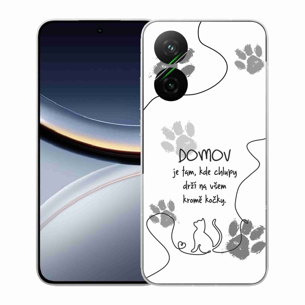 Gél borító mmCase a Xiaomi Poco F7 5G-hez - macska motívum fehér háttérrel