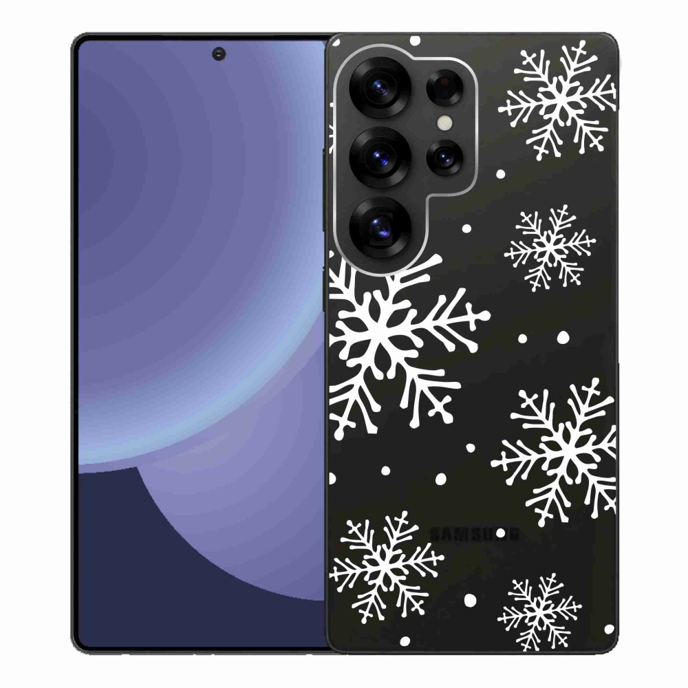 Zselés borítás mmCase Samsung Galaxy S25 Ultra - fehér pelyhek átlátszó háttéren