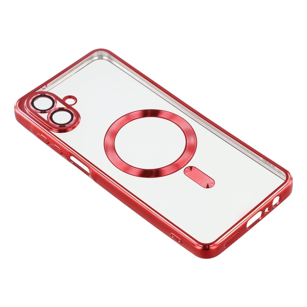 Átlátszó tok kameravédelemmel és MagSafe támogatással Samsung Galaxy A07 4G készülékhez - piros színű