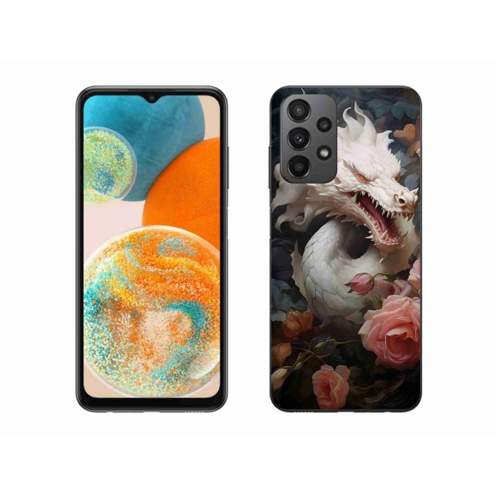 Gél védőhuzat mmCase Samsung Galaxy A23 4G/5G - fehér sárkányhoz