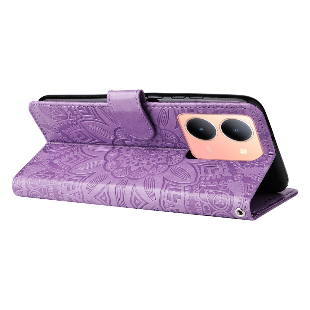 Napraforgó könyvtáska Vivo Y36-hoz - lila