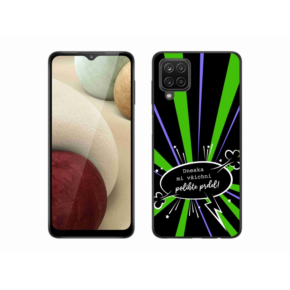 Gél borító mmCase Samsung Galaxy A12 készülékhez - vicces szöveg 15 fekete háttér