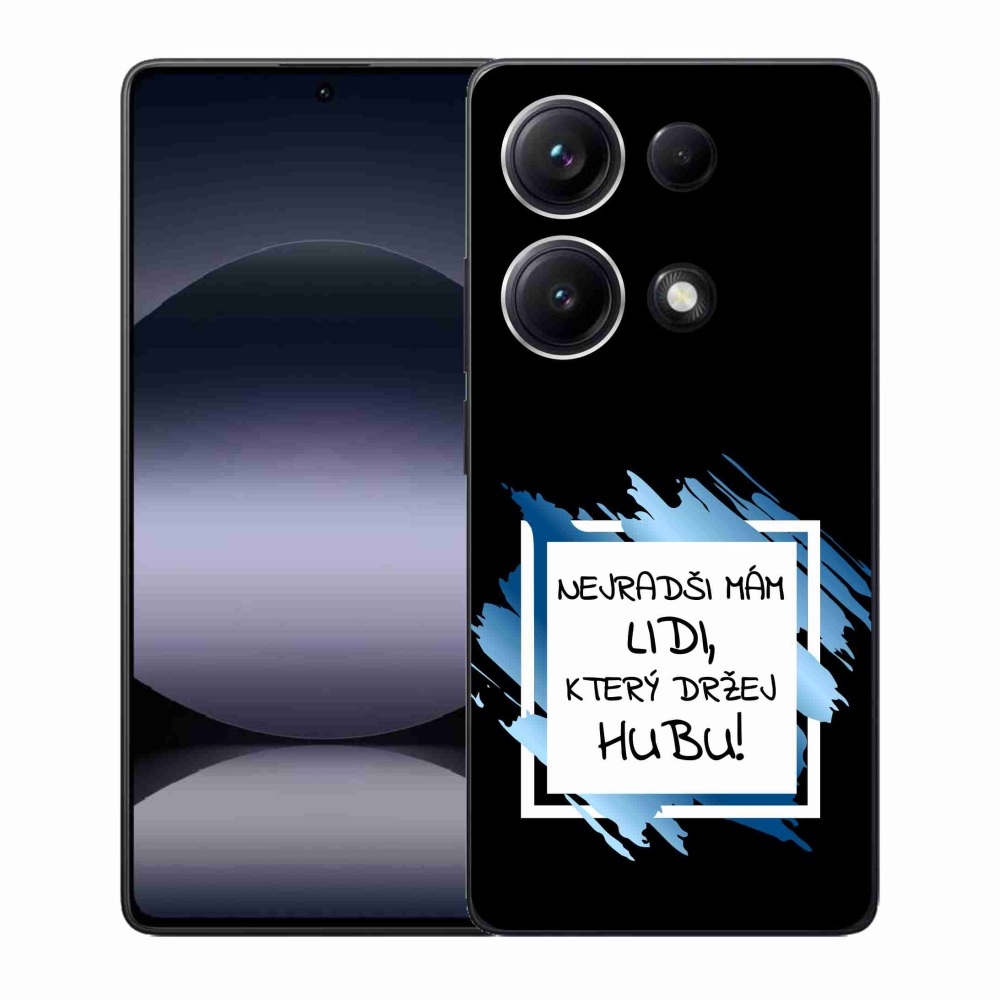 Gél borító mmCase a Xiaomi Redmi Note 14S-hez - vicces szöveg 7 fehér és fekete háttérrel