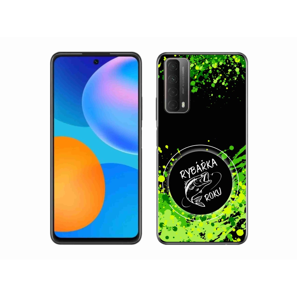 Zselés borító mmCase a Huawei P Smart (2021) - az év halászának fekete háttere