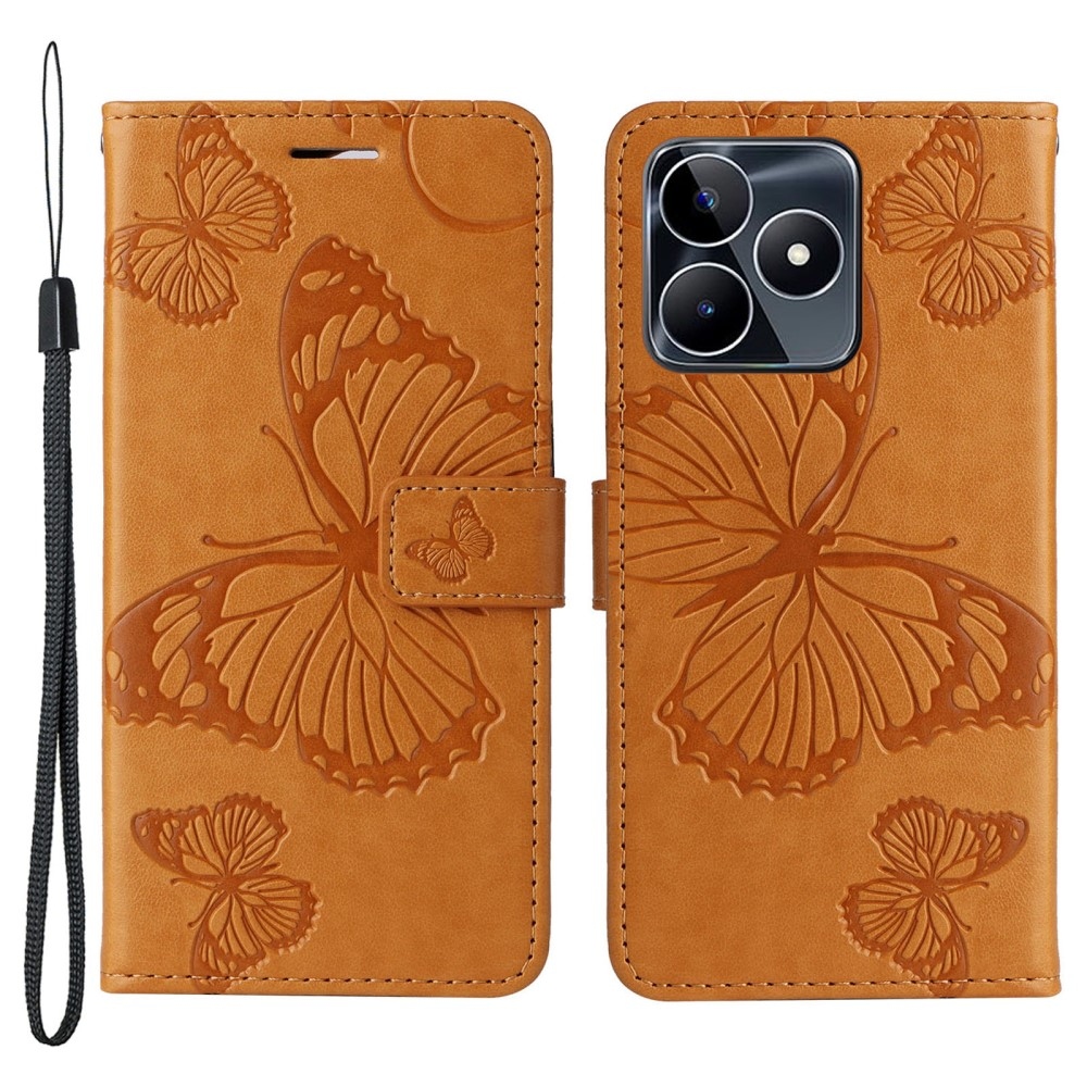 Nagy pillangó könyvtáska Realme C51/C53 készülékhez - sárga