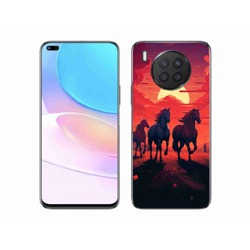 Zselés borítás mmCase a Honor 50 Lite-hoz - lovak és naplemente