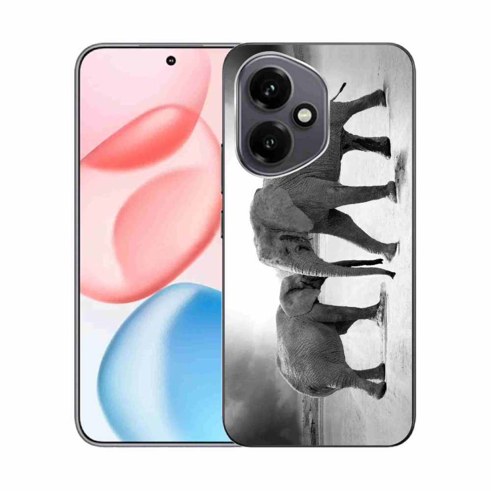 Zselés borító mmCase a Honor 400-hoz - fekete és fehér elefántok