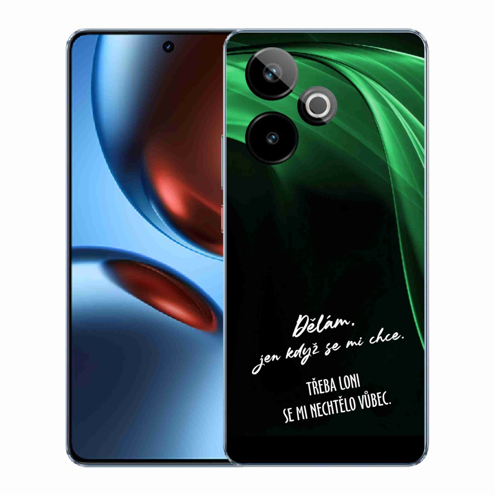 Rugalmas gél tok mmCase képzeletbeli Realme GT 7 5G/GT 7T 5G - vicces szöveg 12 fekete háttérrel