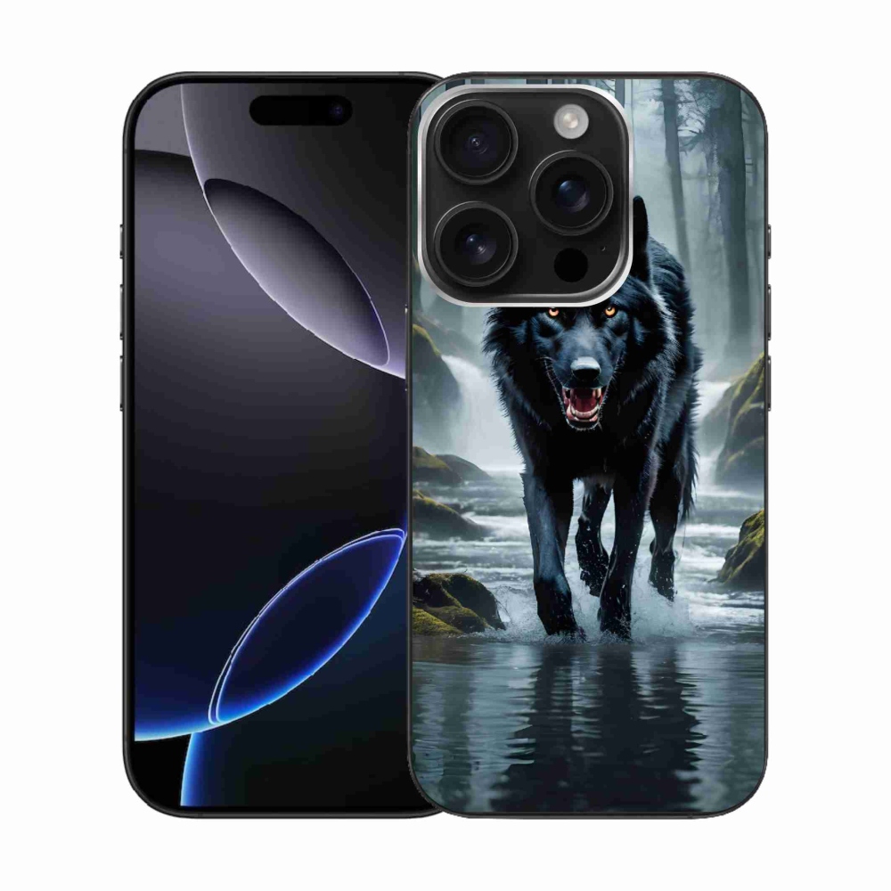 Zselés borítás mmCase iPhone 16 Pro készülékhez - fekete farkas