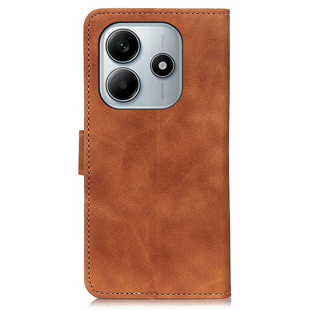KHAZ könyv tok a Xiaomi Redmi Note 14-hez - barna színű