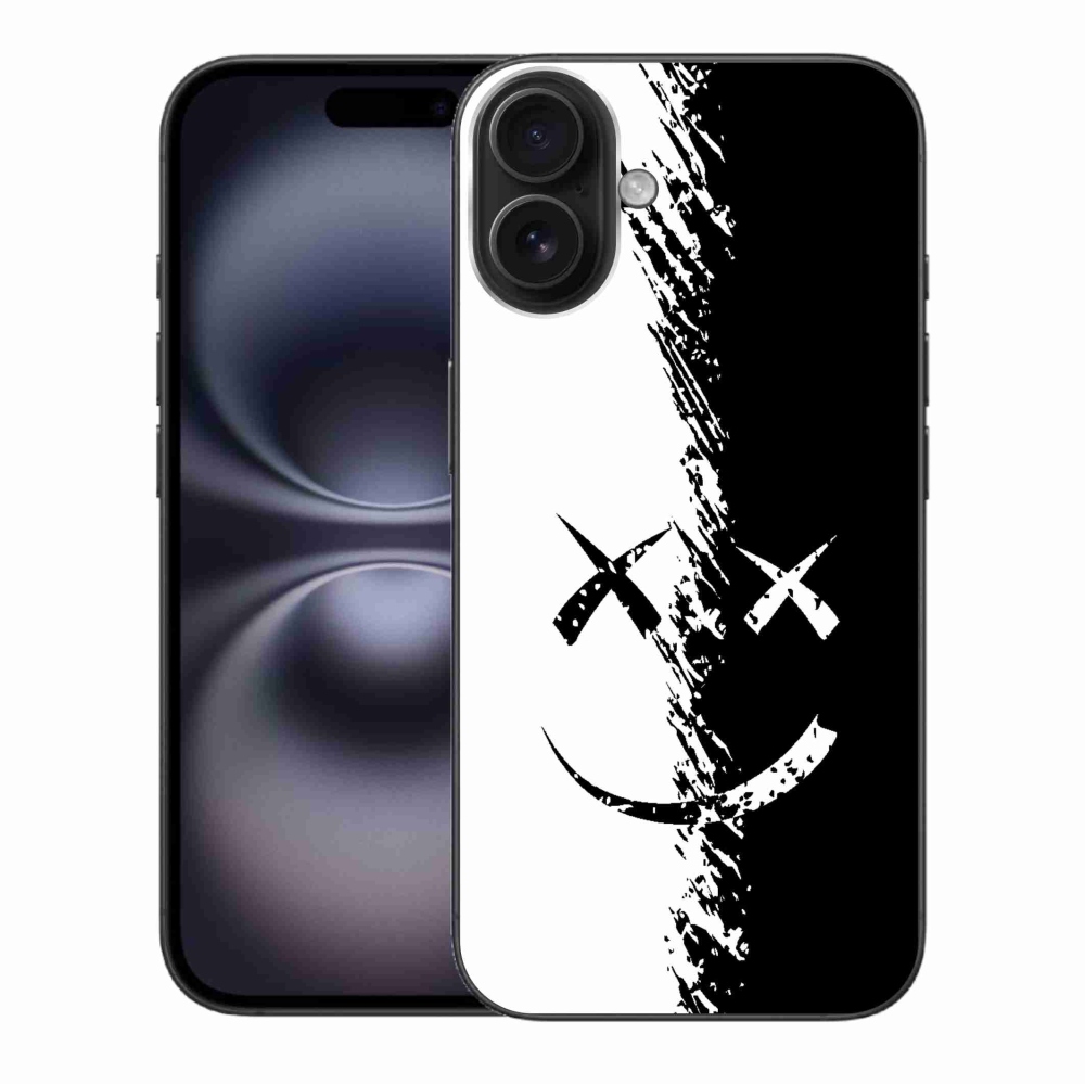 Zselés borítás mmCase iPhone 16 Plus készülékhez - fekete-fehér mosolygó