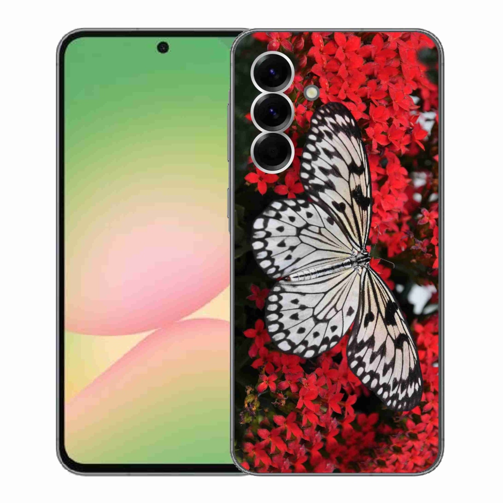 Gél védőhuzat mmCase Samsung Galaxy A56 5G - fekete-fehér pillangó 1