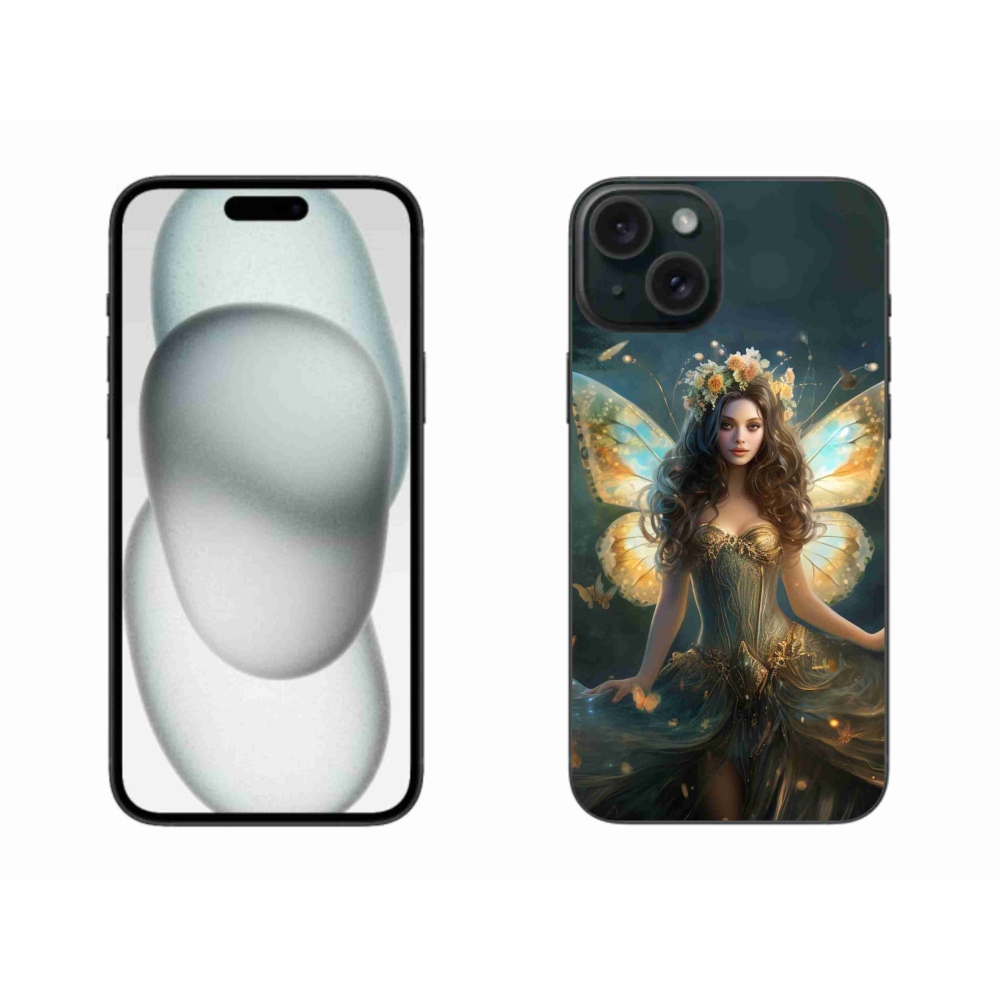 Gél borítás mmCase iPhone 15 Plus készülékhez - pillangó nő