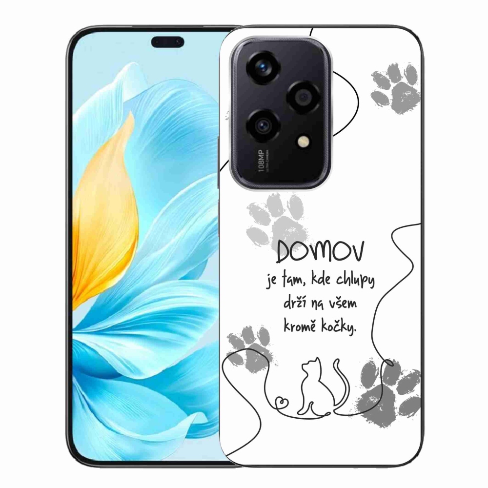 Zselés borító mmCase a Honor 200 Lite 5G készülékhez - macska motívum fehér háttérrel
