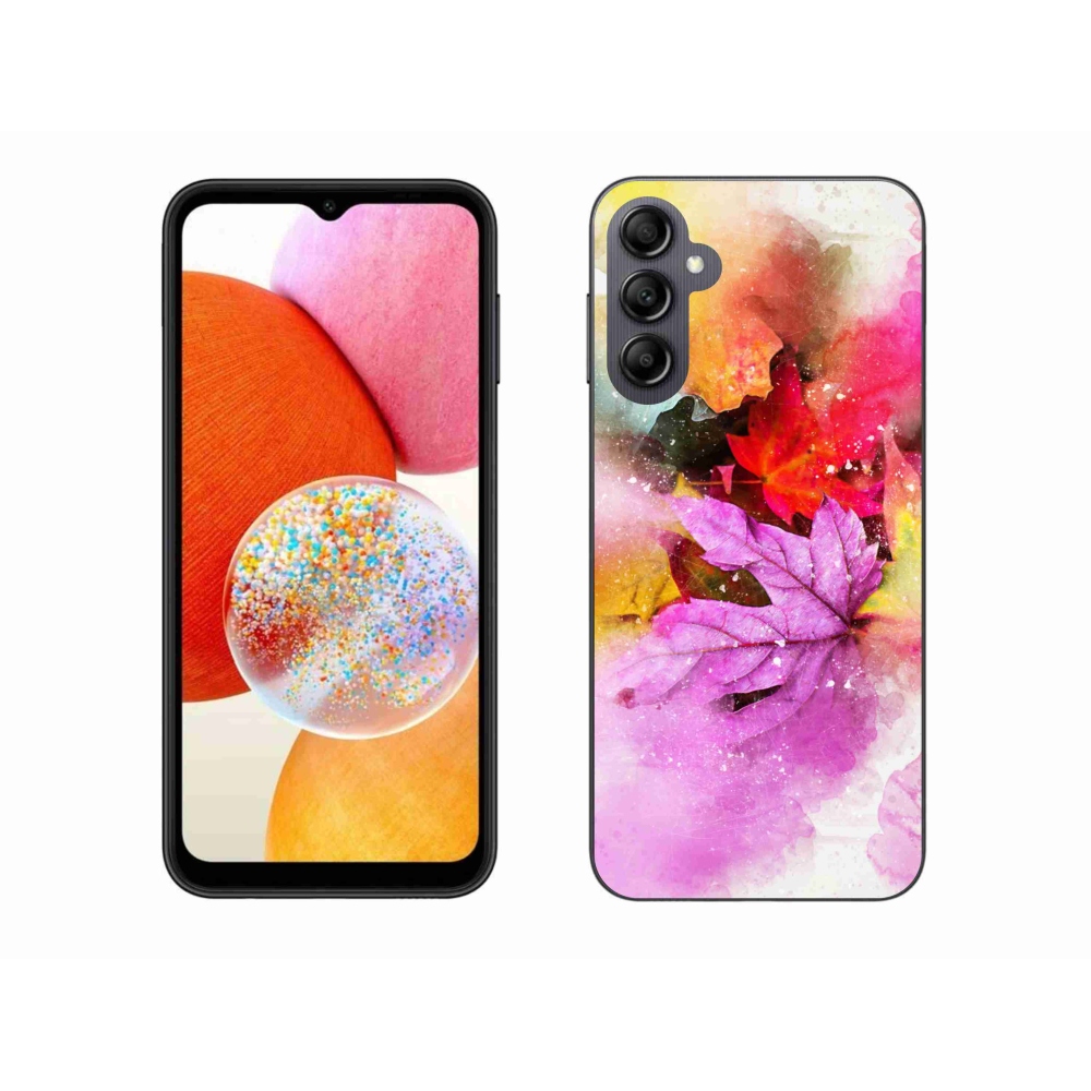 Gél borítás mmCase Samsung Galaxy A14 4G/5G - színes levelek Samsung Galaxy A14 4G/5G-hez