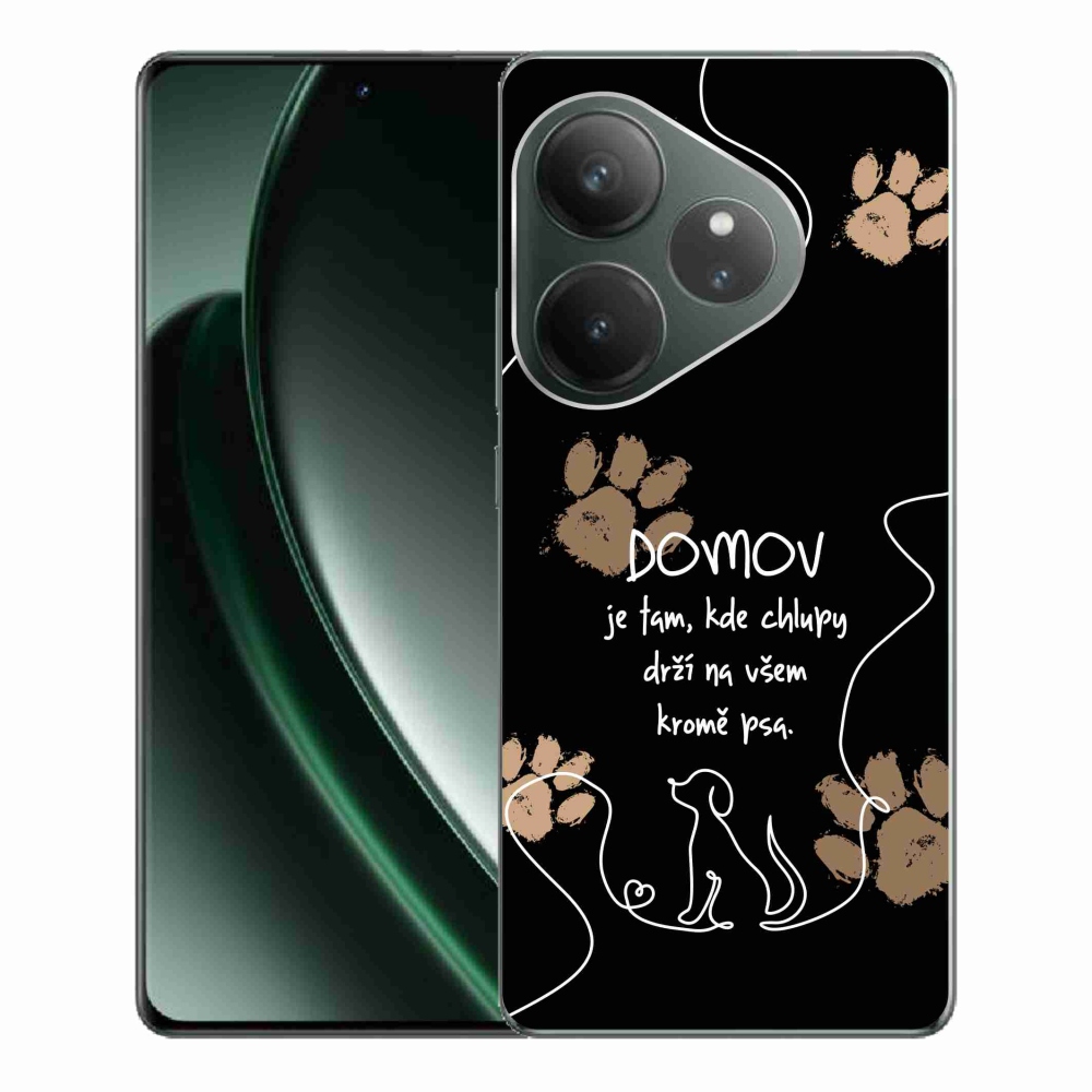 Gél borítás mmCase a Realme GT 6 5G/GT 6T 5G számára - kutya motívum fekete háttérrel