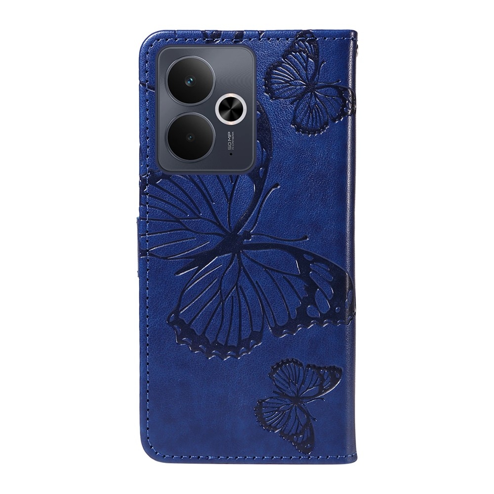 Nagy pillangó könyvtáska a Realme 14 5G/14T 5G számára - kék