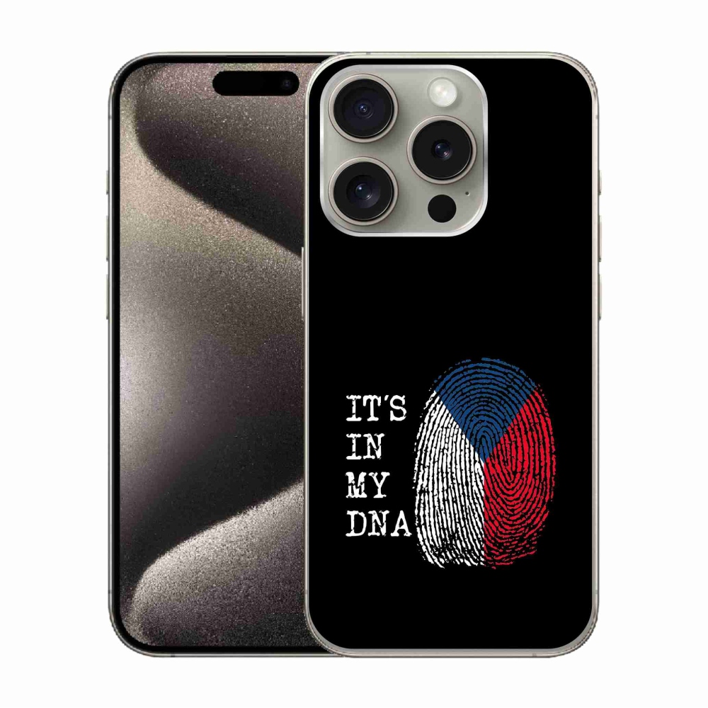 Zselés borítás mmCase iPhone 15 Pro készülékhez - zászlós ujjlenyomat fekete háttérrel