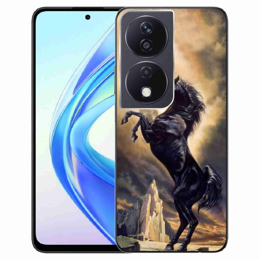 Zselés borítás mmCase a Honor X7b/Honor 90 Smart készülékhez - fekete rajzfilm ló