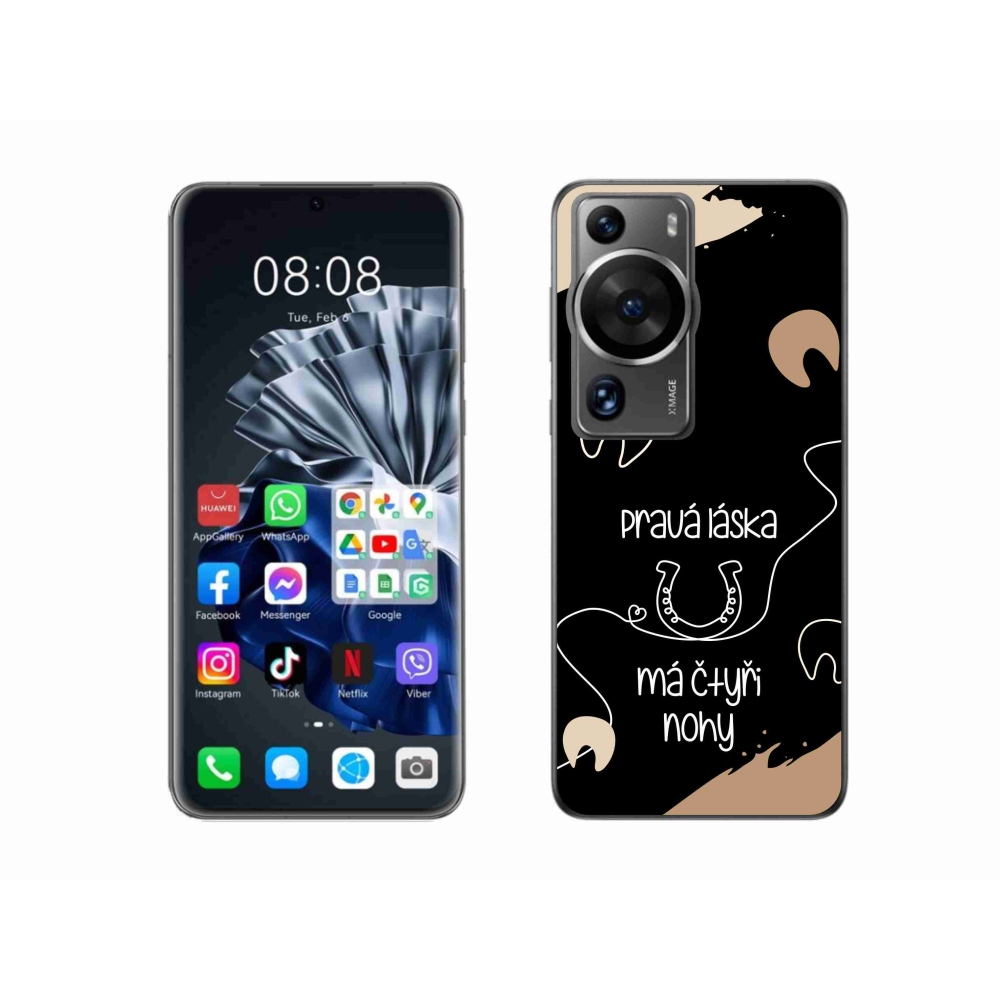 Gél borító mmCase a Huawei P60 Pro készülékhez - ló motívum fekete háttérrel