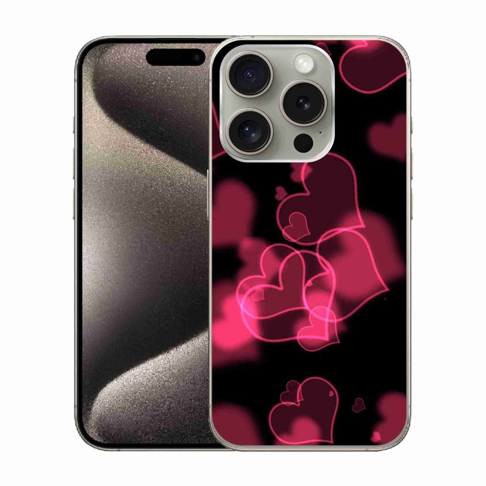 Zselés borítás mmCase iPhone 15 Pro készülékhez - piros szívek
