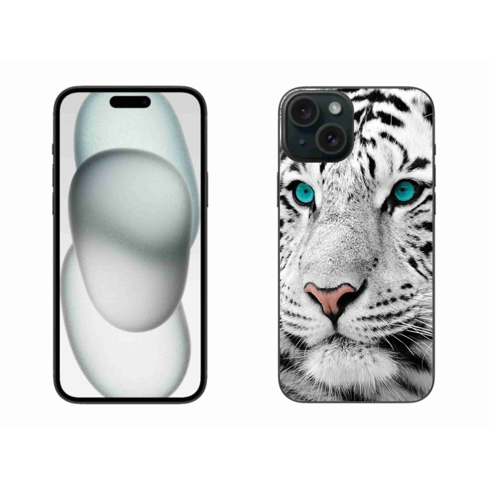 Zselés borítás mmCase iPhone 15 Plus készülékhez - fehér tigris