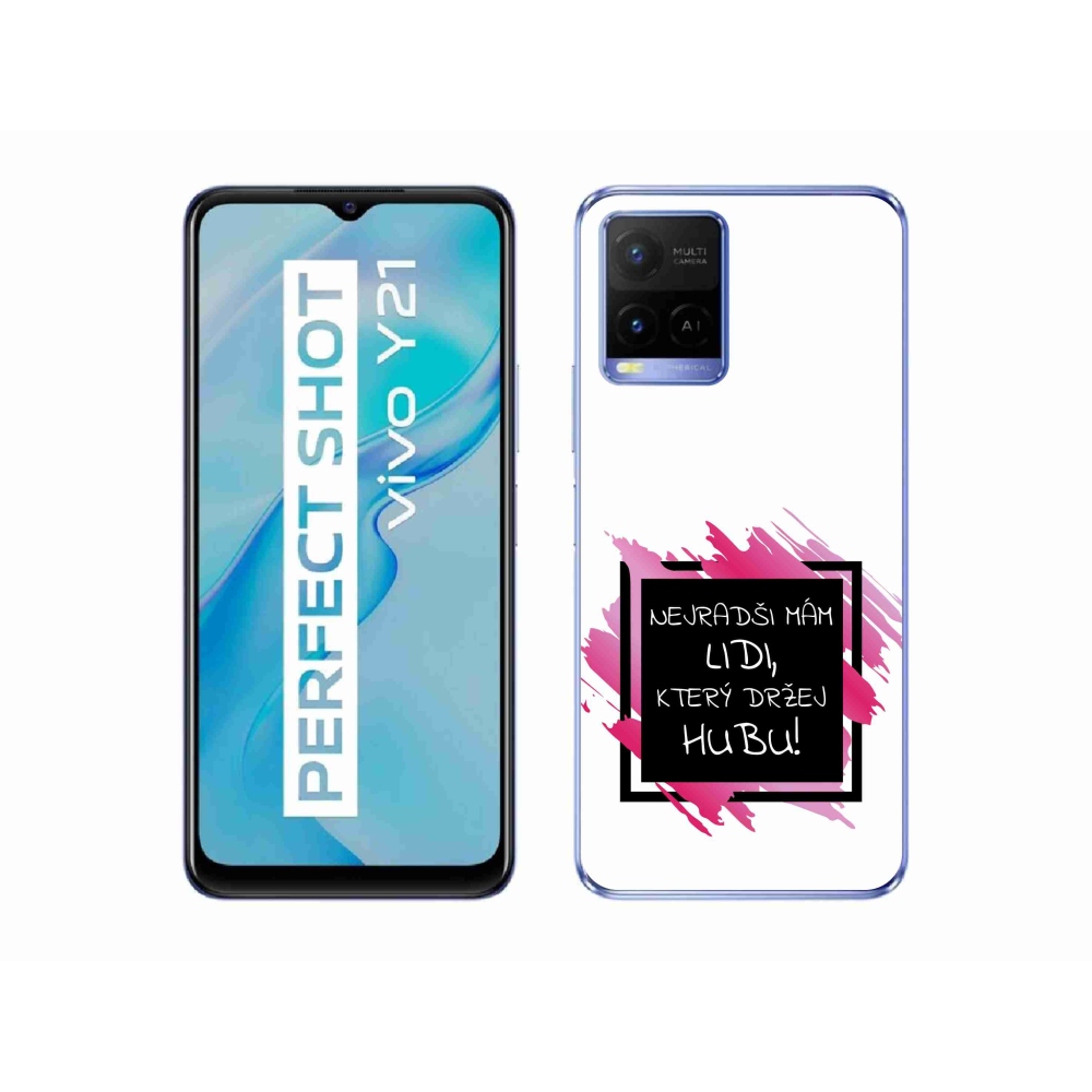 Gél borító mmCase a Vivo Y21/Y21s/Y33s készülékhez - vicces szöveg 7 fekete és fehér háttérrel
