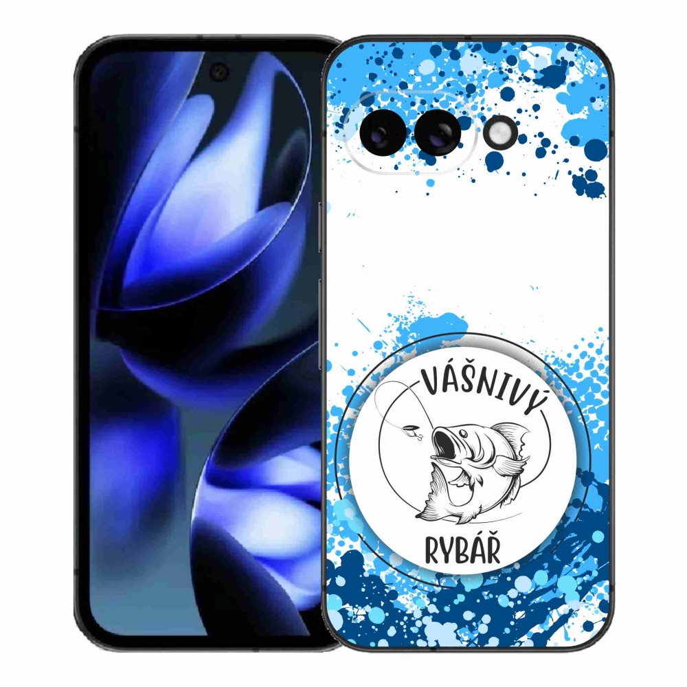 Gél borítás mmCase a Google Pixel 9a számára - szenvedélyes halász fehér háttérrel