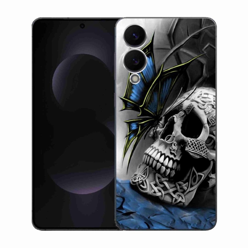 Gél borítás mmCase Samsung Galaxy S25 Edge készülékhez - pillangó és koponya