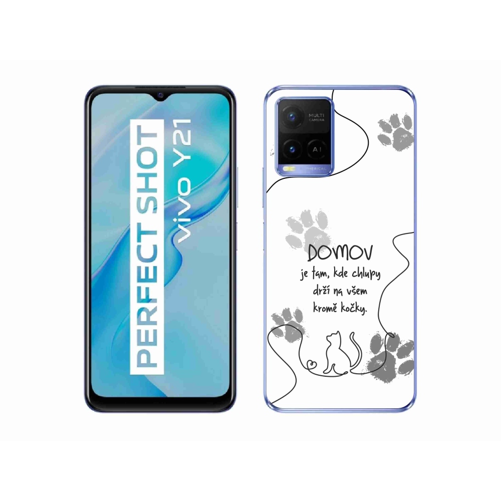 Zselés borító mmCase a Vivo Y21/Y21s/Y33s készülékhez - macska motívum fehér háttérrel