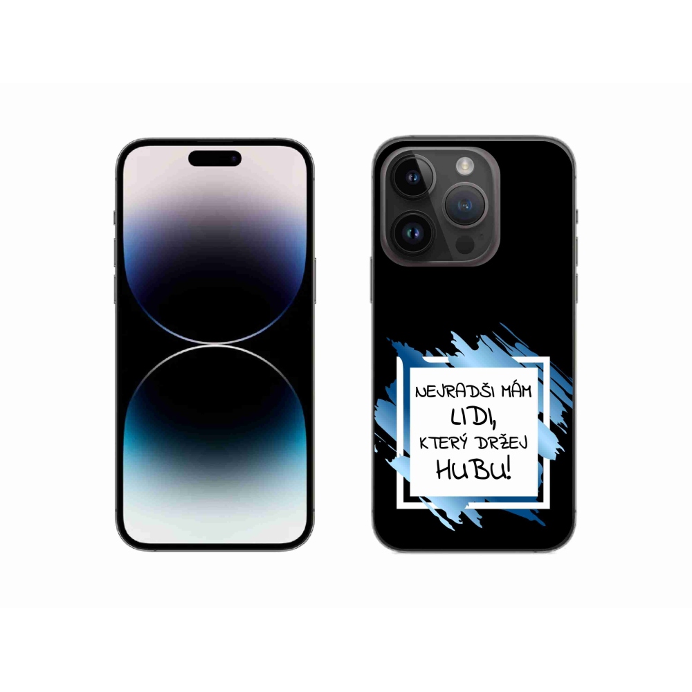 Gél borítás mmCase iPhone 14 Pro 6.1 készülékhez - vicces szöveg 7 fehér és fekete háttérrel