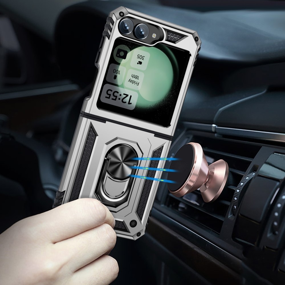 Gyűrűálló borítás Samsung Galaxy Z Flip6 5G / Z Flip7 FE 5G készülékhez - ezüst színű