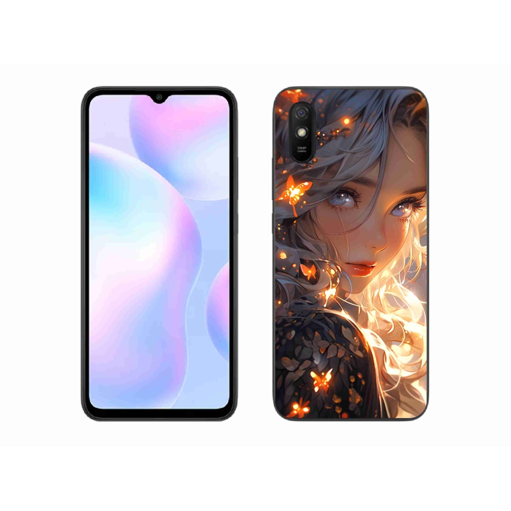 Gél borító mmCase a Xiaomi Redmi 9A számára - lány és pillangók