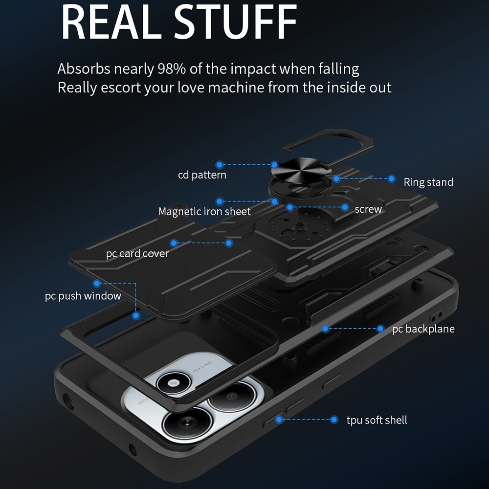 Csúszós, tartós borítás a Xiaomi Redmi Note 14 5G-hez - fekete