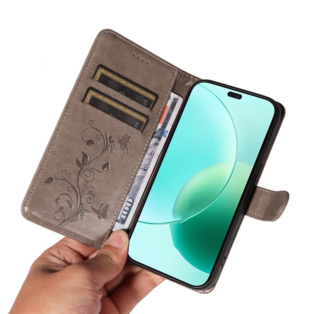 Virágok könyvtáska Honor 400 Lite-hoz - szürke