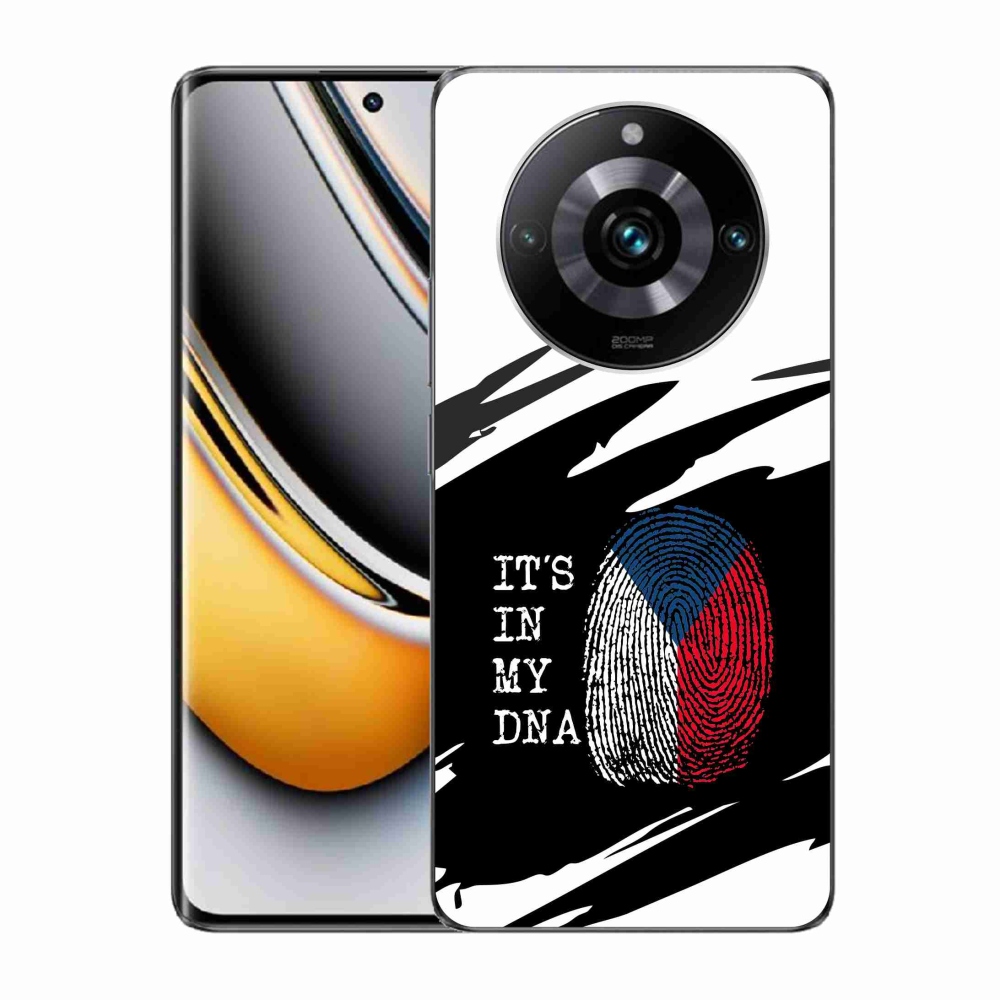 Gél borítás mmCase a Realme 11 Pro/11 Pro+ készüléken - zászlós ujjlenyomat fekete és fehér háttérrel