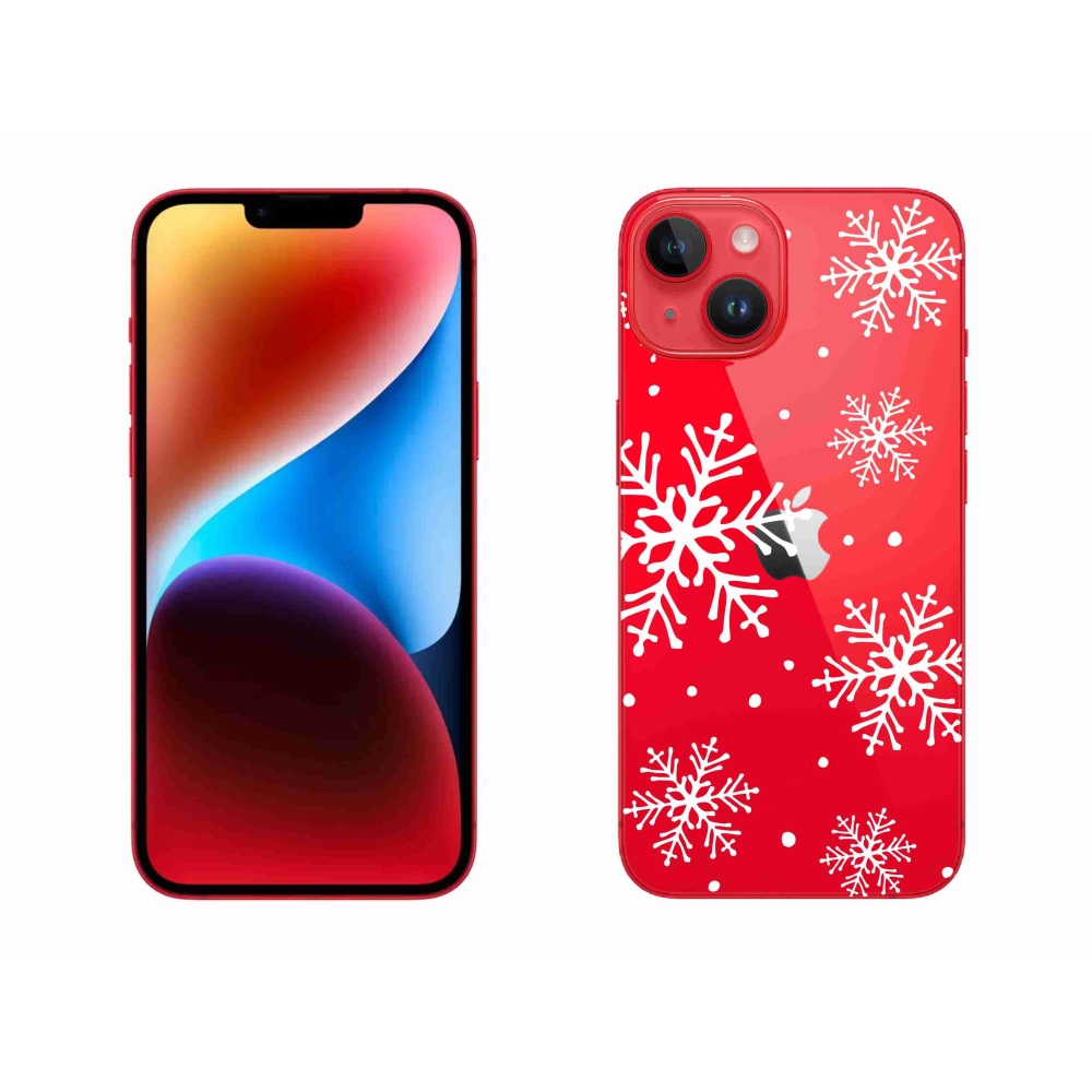 Zselés borítás mmCase iPhone 14 Plus készülékhez - fehér pelyhek átlátszó háttéren