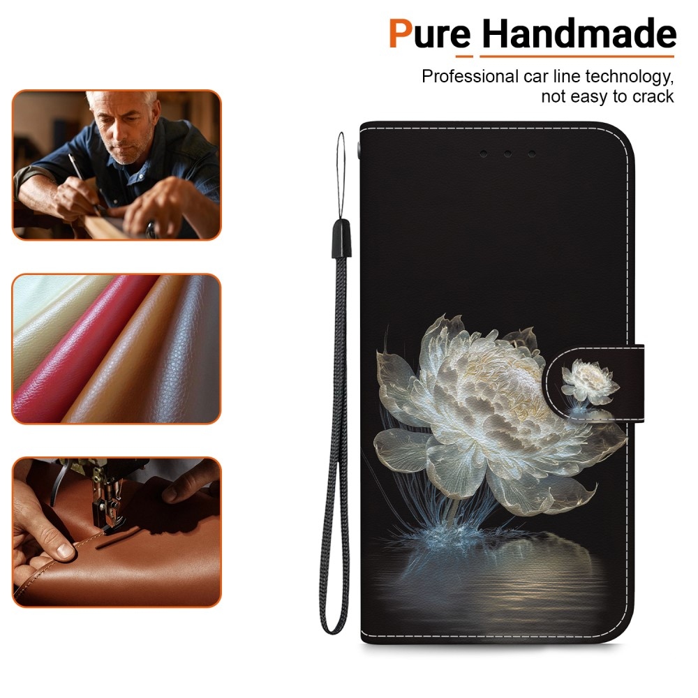 Printern könyv tok Xiaomi Redmi Note 14 5G - fehér pünkösdi rózsafa