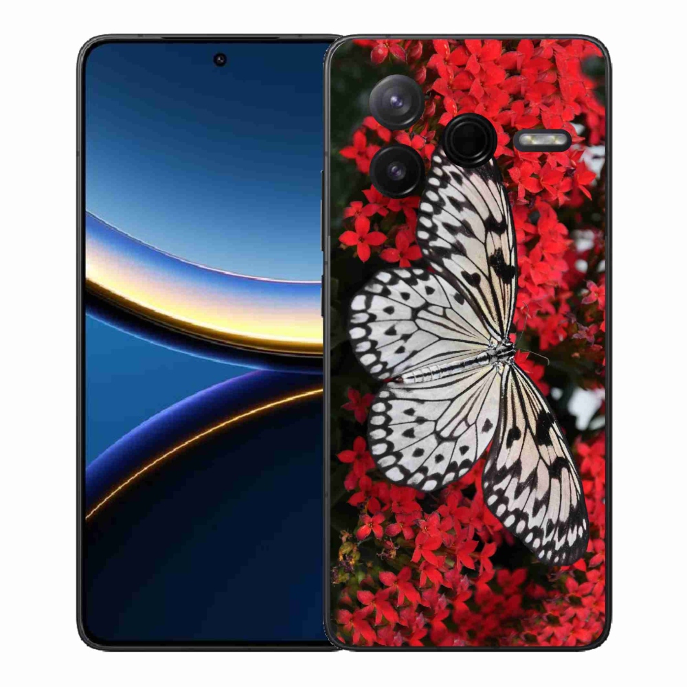 Gél borítás mmCase a Xiaomi Poco F7 Pro számára - fekete és fehér pillangó 1