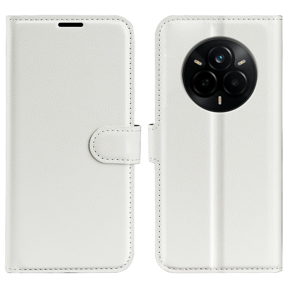 Litchi könyvtáska a Realme 14 Pro 5G készülékhez - fehér
