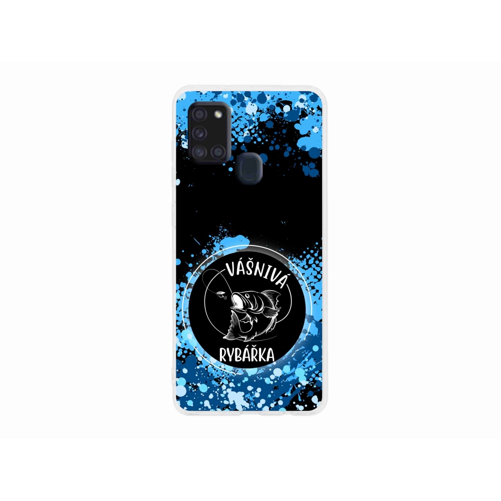 Gél borító mmCase Samsung Galaxy A21s készülékhez - szenvedélyes halásznő fekete háttérrel