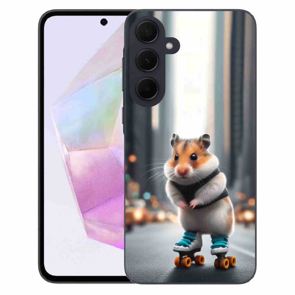 Zselés borítás mmCase Samsung Galaxy A35 5G - hörcsög a korcsolyán