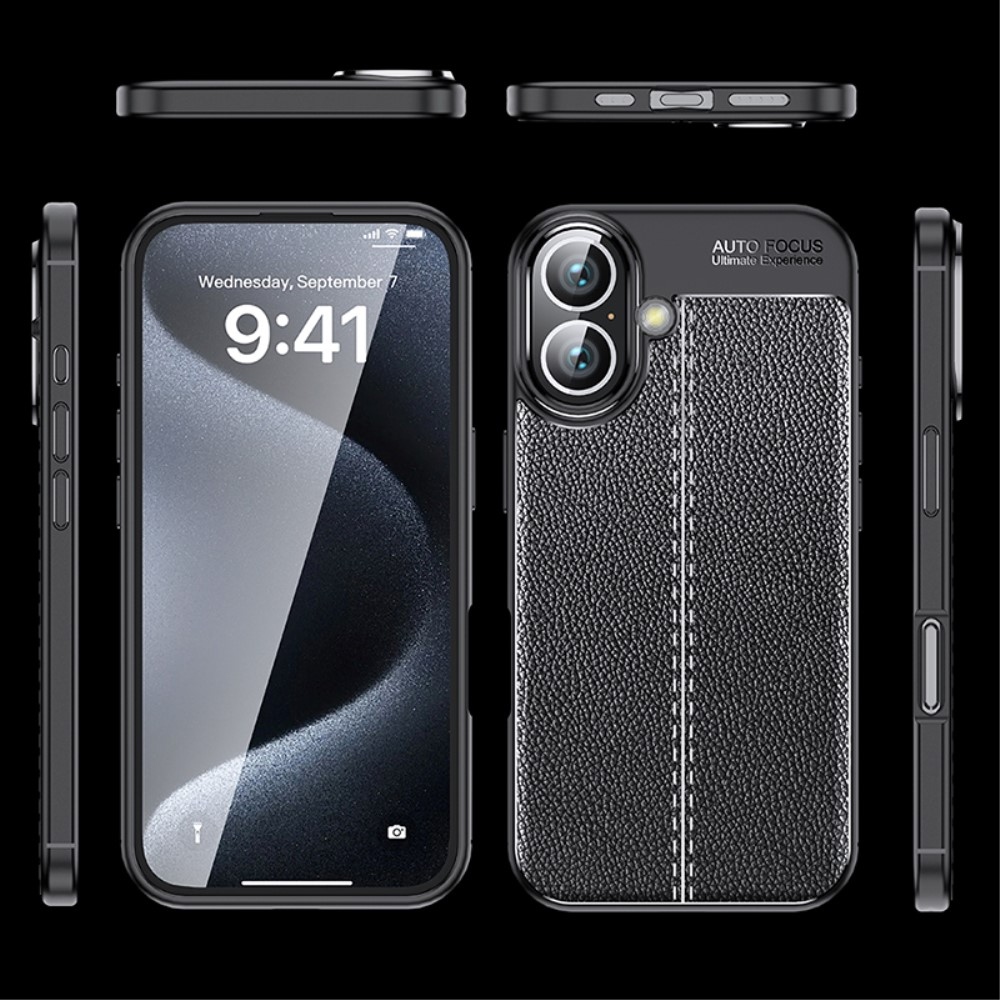 Litchi tartós zselés tok iPhone 16-hoz - fekete