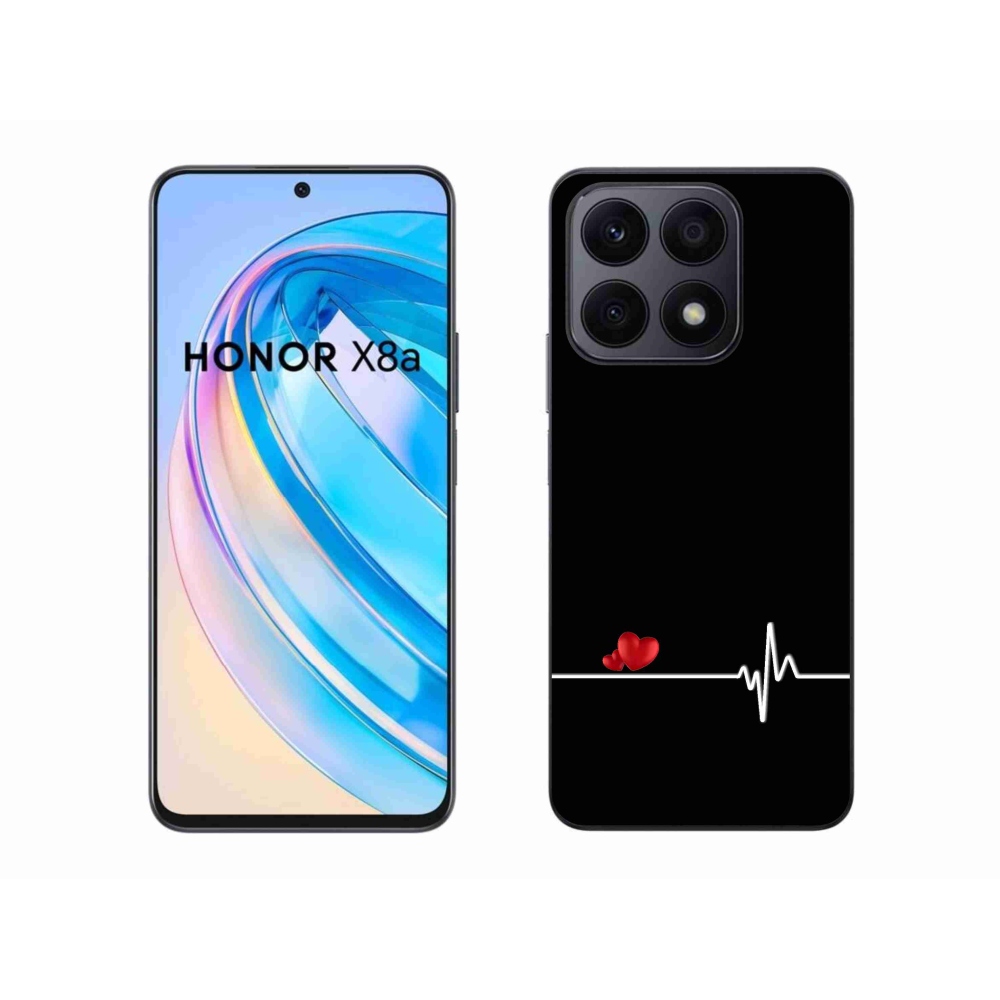 Gél borító mmCase a Honor X8a készülékhez - szív és szívverés fekete háttérrel